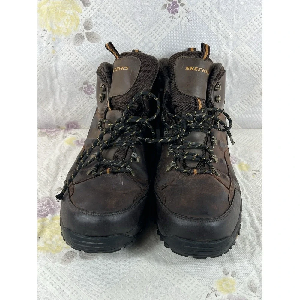 Skechers‎ Relment Traven Waterproof Hiking Boots Brown Leather US 15 Men #65529